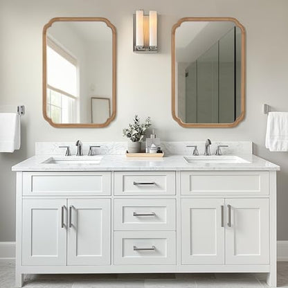 WallBeyond 24" x 36" Rounded Corner Arch Wall Mirror with Wood Frame for Entryway, Living Room or Bedroom Home Decor - Light Woodgrain [24" x 36" Honey-Colored]