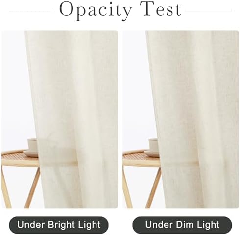 KGORGE Natural Linen Blend Sheer Shower Curtains for Bathroom