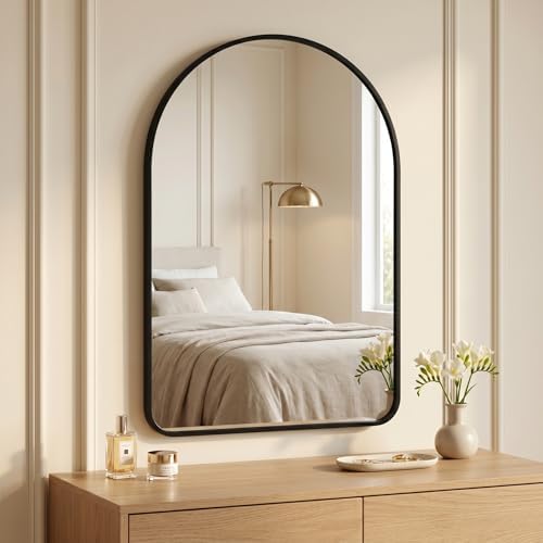 HARRITPURE 24"x36" Arched Bathroom Mirror Wall Mounted Black Arch Mirror