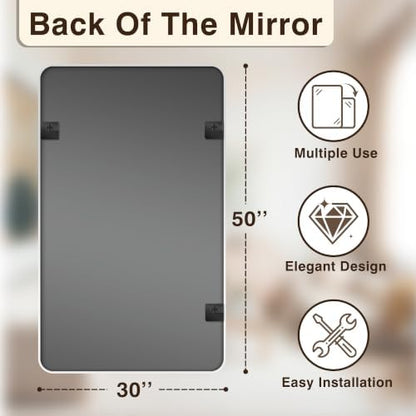 Vanity Bathroom Mirror, 50”x30” Silver Bathroom Mirror for Over Sink