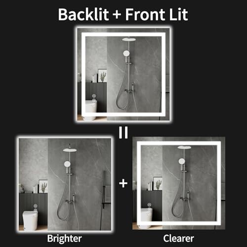 36"x36" LED Bathroom Mirror with Lights, Dimmable, Anti-Fog, Lighted Bathroom Vanity Mirror for Wall, Backlit + Front Lit, Memory Function, Shatter-Proof, Tempered Glass