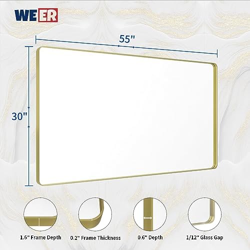 WEER Gold Bathroom Vanity Mirror 55X30 Inch