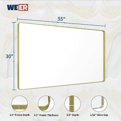 WEER Gold Bathroom Vanity Mirror 55X30 Inch