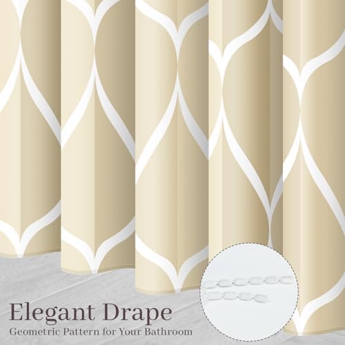 Gelbchu Geometric Shower Curtain for Bathroom, Ivory, 72x72 Inch