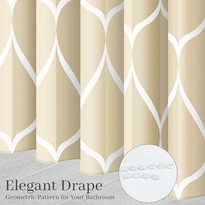 Gelbchu Geometric Shower Curtain for Bathroom, Ivory, 72x72 Inch