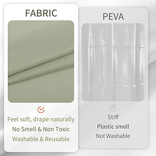 ALYVIA SPRING Sage Green Fabric Shower Curtain Liner Waterproof - Soft & Light-Weight Cloth Shower Liner with 3 Magnets, Hotel Quality & Machine Washable - Standard Size 72x72, Desert Sage (Pack of 2)