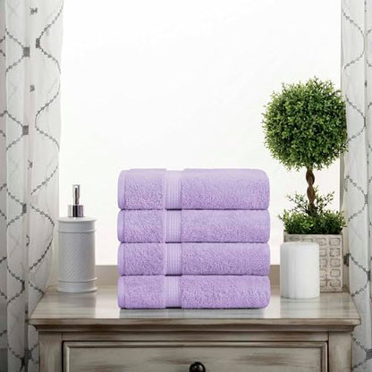 SUPERIOR Egyptian Cotton Plush & Absorbent, Hand Towel Set of 4, Purple