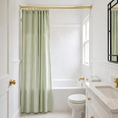 YNL Gold Shower Curtain Rod 32-80 Inch(2.7-6.6ft), Non Slip, Never Rust, No Drill Stainless Steel Spring Tension Shower Rod, Adjustable Tension Rod for Bathroom (Pack of 2)