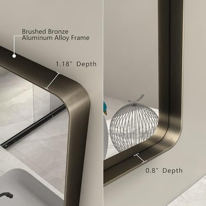 60x30 Inch Bronze Bathroom Mirror for Wall