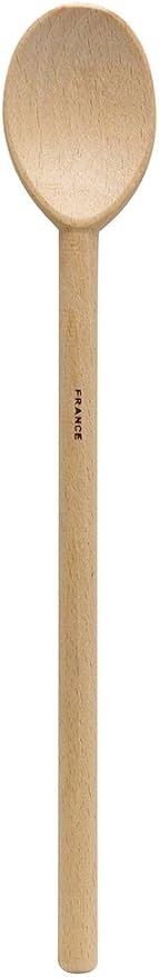 HIC Kitchen Classic Made in France Solid Beechwood Spoon, 12-Inches, Strong Long Handled Spoon for Cooking, Baking, Mixing, and Stirring