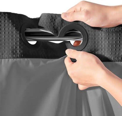 River Dream Waffle No Hook Shower Curtain with Liner,Graphite Grey,71x86