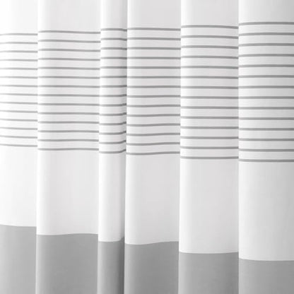Grey Farmhouse Cotton Striped Shower Curtain with Tassel 72"W X 72"L