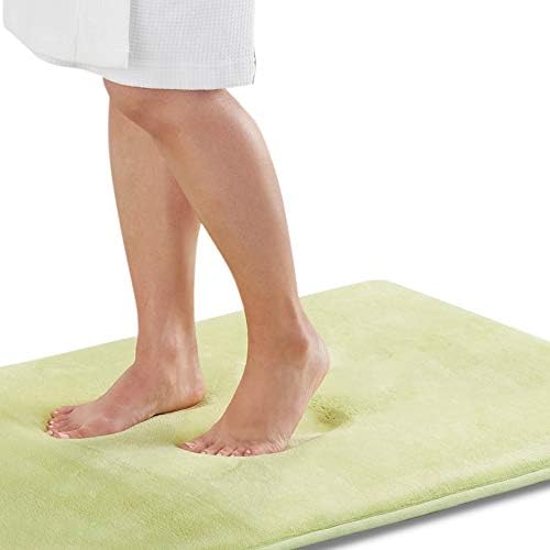 Memory Foam Bath Mat Non Slip Absorbent Super Cozy Velvet Bathroom Rug Carpet (22 inches X 42 inches, Lime)