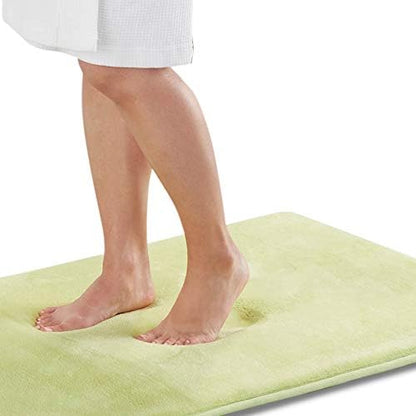 Memory Foam Bath Mat Non Slip Absorbent Super Cozy Velvet Bathroom Rug Carpet (22 inches X 42 inches, Lime)