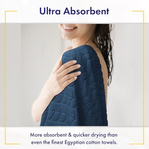Alusa Home Ultra Soft & Stylish 700 GSM Luxury Bath Towels - 100% Zero-Twist, Long-Staple Cotton - Remarkably Absorbent & Quick Drying - 6 Piece Towel Set (Navy Blue)