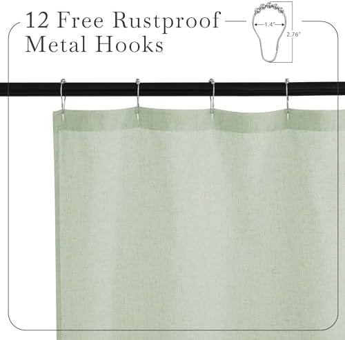 KGORGE Linen Blend Semi-Sheer Shower Curtains Lightweight for Bathroom