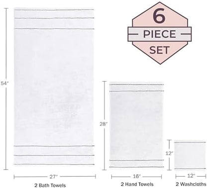 Lavish Home Bathroom Towels Set, Bathroom Accessories, White, Set of 6