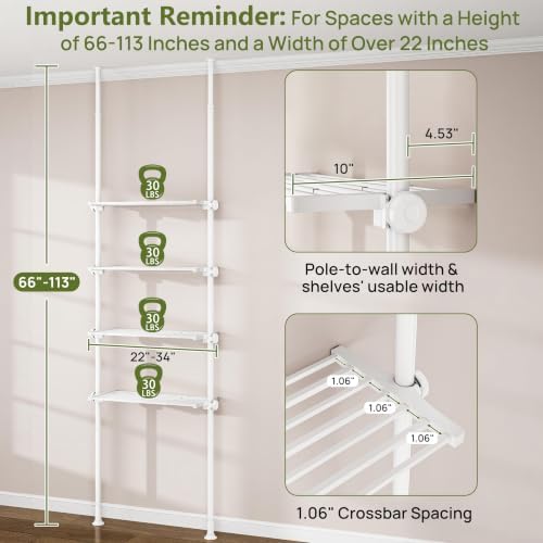 ALLZONE Tension Mount Over The Toilet Storage Shelf, No-Drill, Slim Design