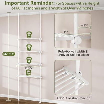 ALLZONE Tension Mount Over The Toilet Storage Shelf, No-Drill, Slim Design