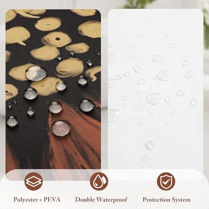 3 in 1 Dark Floral Shower Curtain Set with PEVA Liner & 12 Hooks, 72 x 84