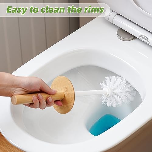 SUBEKYU Toilet Brush, Toilet Bowl Brush and Holder Set, Bathroom Toilet Bowl Cleaner Scrub Brush Set Scrubber for Deep Cleaning, White