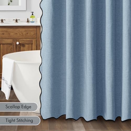 MIULEE 72"x84" Extra Long Scalloped Shower Curtain Moonlight Blue