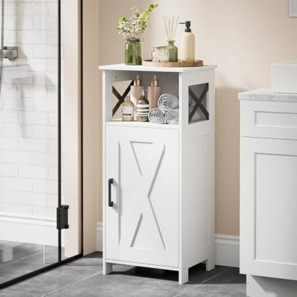 Homhedy Farmhouse Bathroom Storage Cabinet with Doors, Small Floor Cabinet