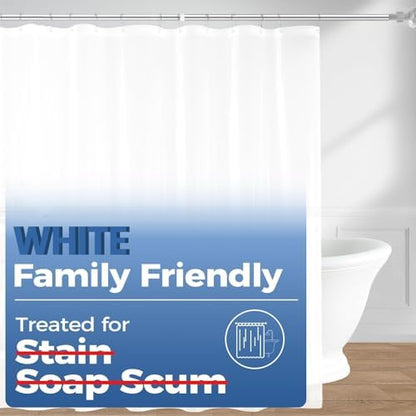 downluxe Shower Curtain Liner, PEVA Plastic Shower Liner with 3 Magnets, 72" x 72" Waterproof Bathroom Curtain, White, 2 Pack