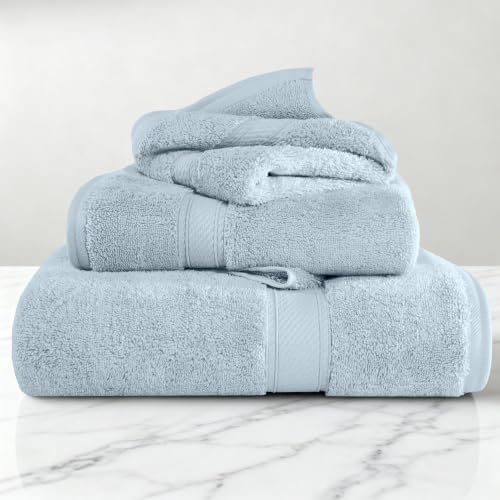 SUPERIOR Egyptian Cotton Ultra Plush & Absorbent, 3 Piece Set, Light Blue