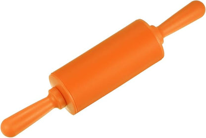 HARFINGTON Silicone Rolling Pins for Baking 9 Inch Non Stick Rolling Pin Small Roller Playdough Rolling Pins for Dough Pizza Pastry Fondant Kitchen, Orange