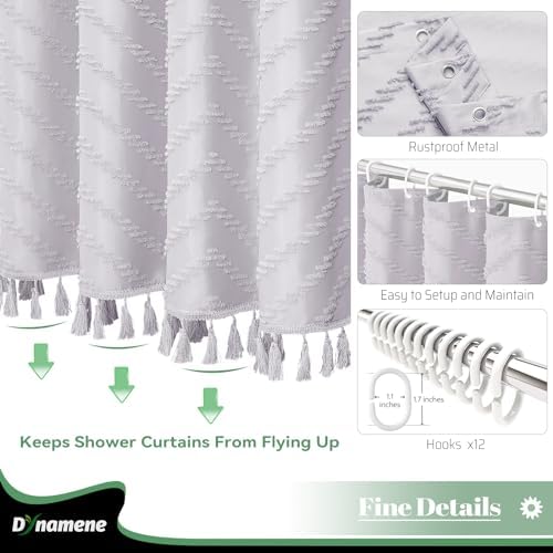 Dynamene Boho Farmhouse Shower Curtain Tufted Chevron 72"x72" Laverder