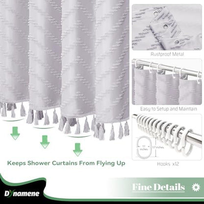 Dynamene Boho Farmhouse Shower Curtain Tufted Chevron 72"x72" Laverder