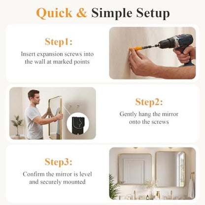 Sweetcrispy Bathroom Wall Mirror, 32x24 Inch Mirror for Over Sink, Gold