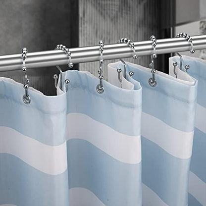 Titanker Double Shower Curtain Hooks, Rust Proof Shower Curtain Rings, Metal Shower Hooks for Bathroom Shower Rods Curtains, Set of 12 Hooks - Chrome