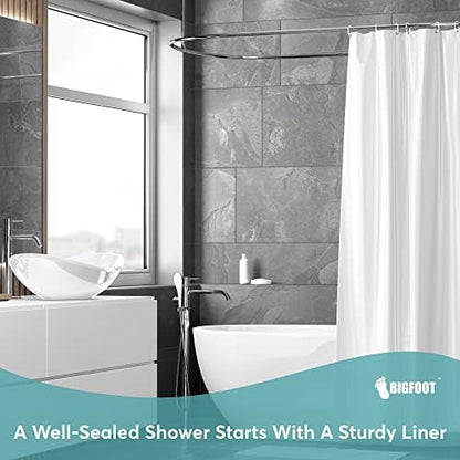BigFoot Shower Curtain – 72 x 72 PEVA Premium Shower Curtain with Rustproof Metal Grommet and 3 Magnetic Weights – Odor Free and Compatible with Standard Showers, White