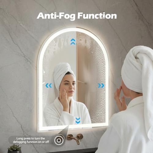 DUMOS 24"x32" LED Bathroom Mirror with Lights, Arched Vanity Mirror