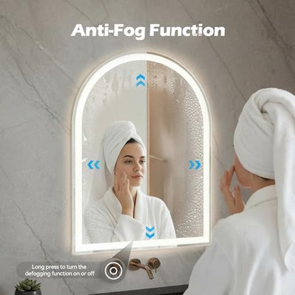 DUMOS 24"x32" LED Bathroom Mirror with Lights, Arched Vanity Mirror