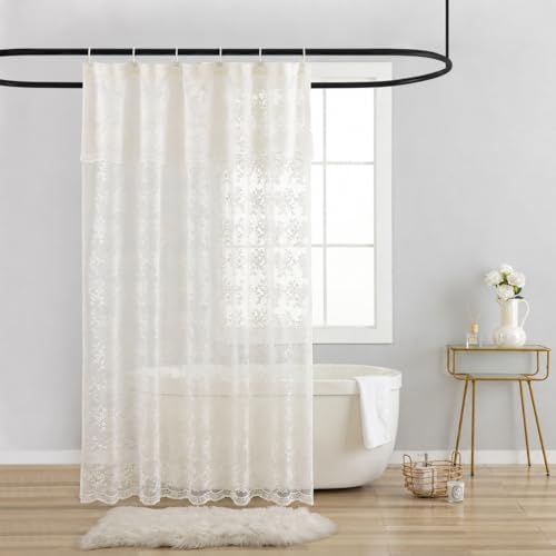 TUDECO Ivory Lace Stall Shower Curtains for Narrow Bathroom, 36''W x 72''L