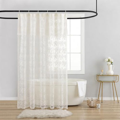 TUDECO Ivory Lace Stall Shower Curtains for Narrow Bathroom, 36''W x 72''L