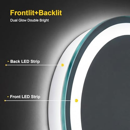 Round LED Bathroom Mirror with Lights, 36 Inch Circle Lighted Vanity Mirror