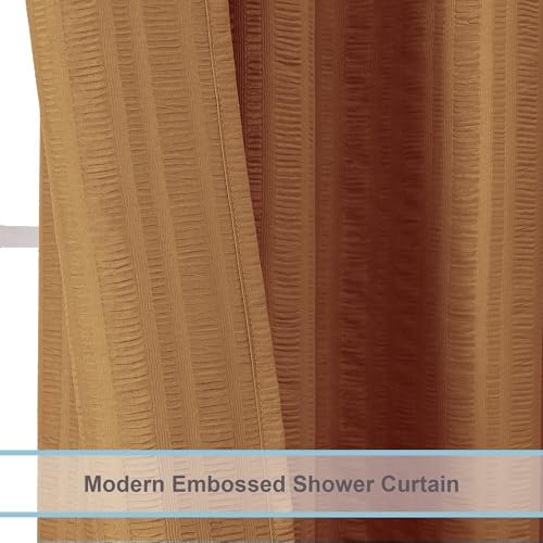 Aiyufeng Gold Shower Curtain for Bathroom, Embossed Textured Fabric Shower Curtain for Bathroom - Soft Cloth & Hotel Spa, Machine Washable, 72X78,Gold