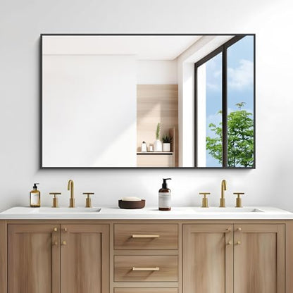 DESBING Black Bathroom Mirror for Wall, 55x36 Inch Rectangle Mirrors with Metal Frame, Modern Vanity Wall Mirror Decor for Entryway Hangs, Bathroom Living Room Horizontal or Vertical