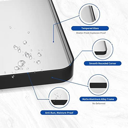 WEER Black Bathroom Vanity Mirror 48X36 Inch