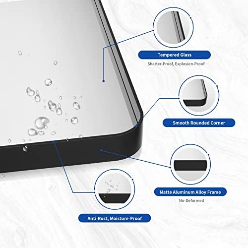 WEER Black Bathroom Vanity Mirror 50X30 Inch