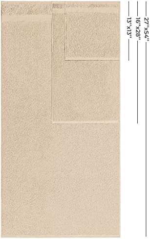 American Veteran 6 Piece Luxury Towel Set, 100% Cotton Turkish Towels - 2 Bath, 2 Hand, 2 Washcloths, Beige