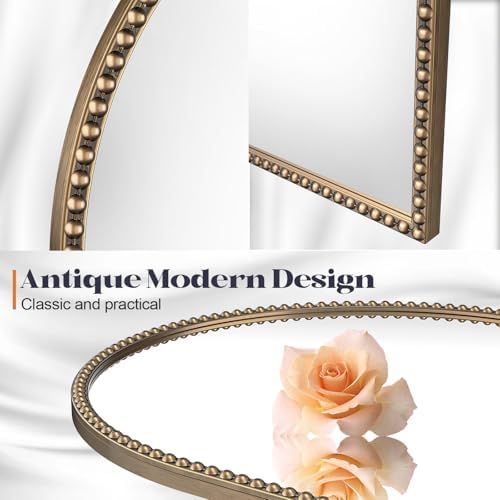 Arched Beaded Mirror for Bathroom,24"x32" Antique Arch Wall Mirror