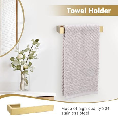 Lairuier Brushed Gold Bathroom Accessories, 23.6 inches Towel Bar Set