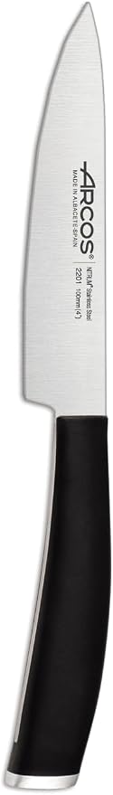 Arcos Paring knife 4 inches Nitrum Stainless Steel.Paring Knife for Peeling Fruits and Vegetables. Ergonomic Polypropylene Black Handle. Series Tango
