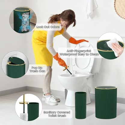 Dark Green Bathroom Accessories Set - Bathroom Shower Curtains Sets