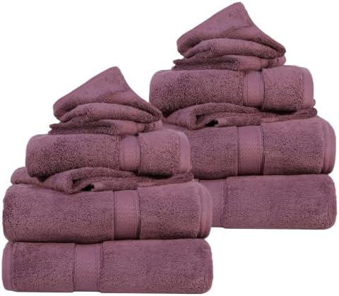 SUPERIOR Egyptian Cotton Ultra Plush & Absorbent, 12 Piece Set, Plum
